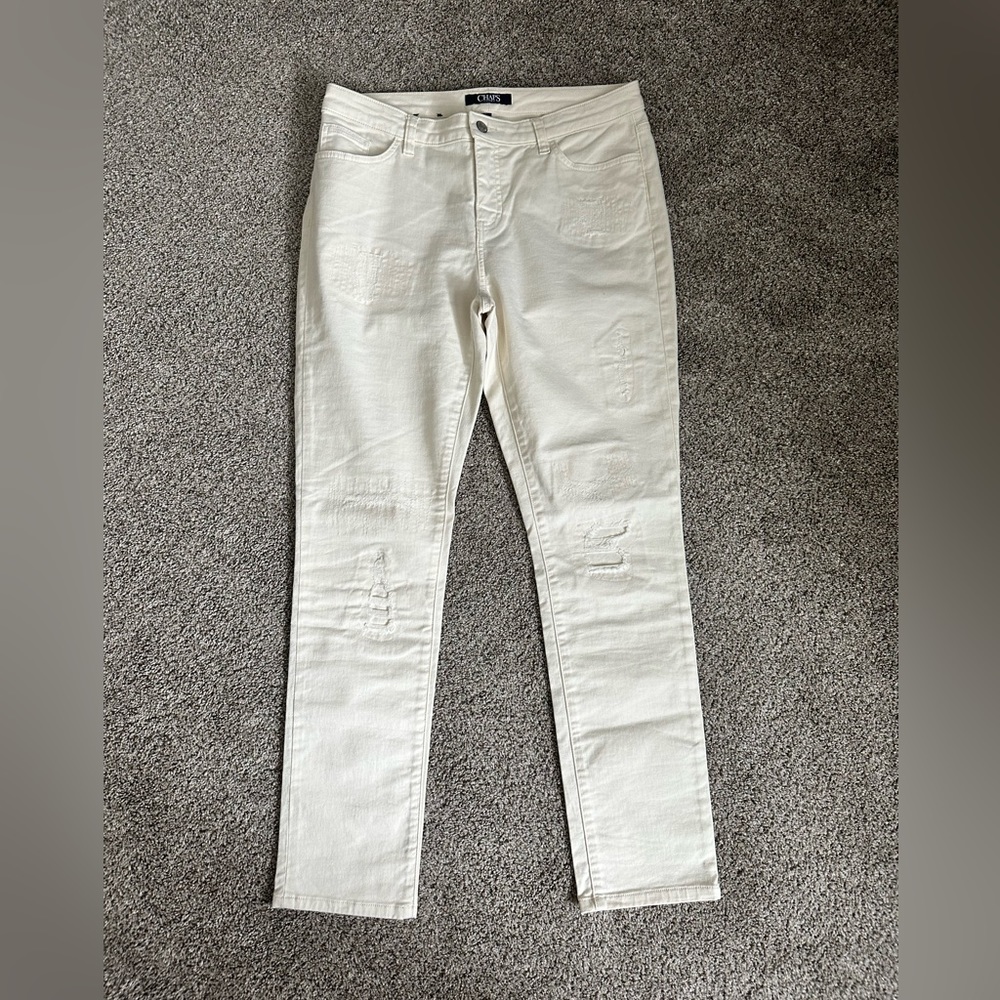 Chaps Denim Ivory Ankle Distressed pants size 10